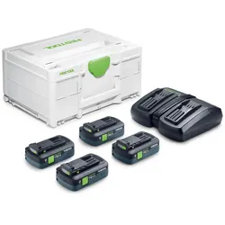 Festool Energie-Set SYS 18V 4xTBX4/TCL6DUO für alle 18 Volt Geräte 578823