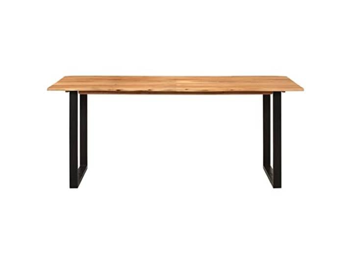 KGHERMDF Esstisch 180x90x76 cm Massivholz Akazie Industrieller Stil, Stahlbeine, Robust, Einfacher Aufbau, Küche Esszimmer