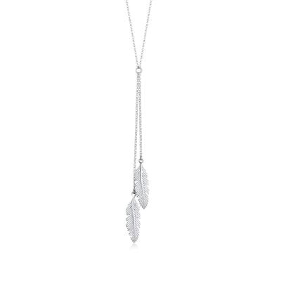 Lange Kette ELLI "Halskette Feder Y-Kette Boho Trend 925 Silber" Gr. 60, silber, Halsketten, Damen, ohne Stein, Silber 925 (Sterlingsilber)