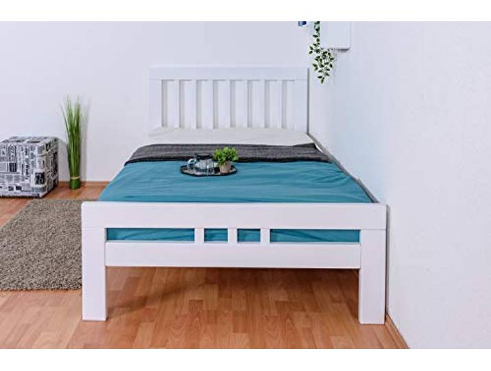 Jugendbett Easy Premium Line K8, 120 x 200 cm Buche Vollholz massiv weiß lackiert