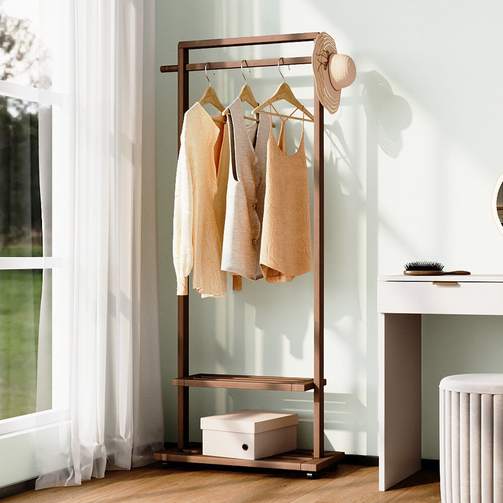 Norden Home 65.5cm Rolling Clothing Rack Walnut
