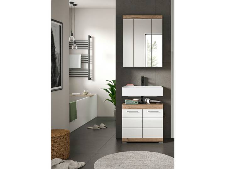 Badezimmer Wave 2-tlg. ca. 60 cm Eiche/Weiß