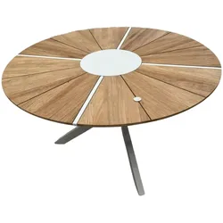 Zebra Oryx Tisch Teak weiß Ø 135cm  mit Einleger