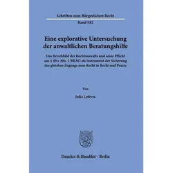 Eine explorative Untersuchung der anwaltlichen Beratungshilfe, Fachbücher von Julia Lefèvre