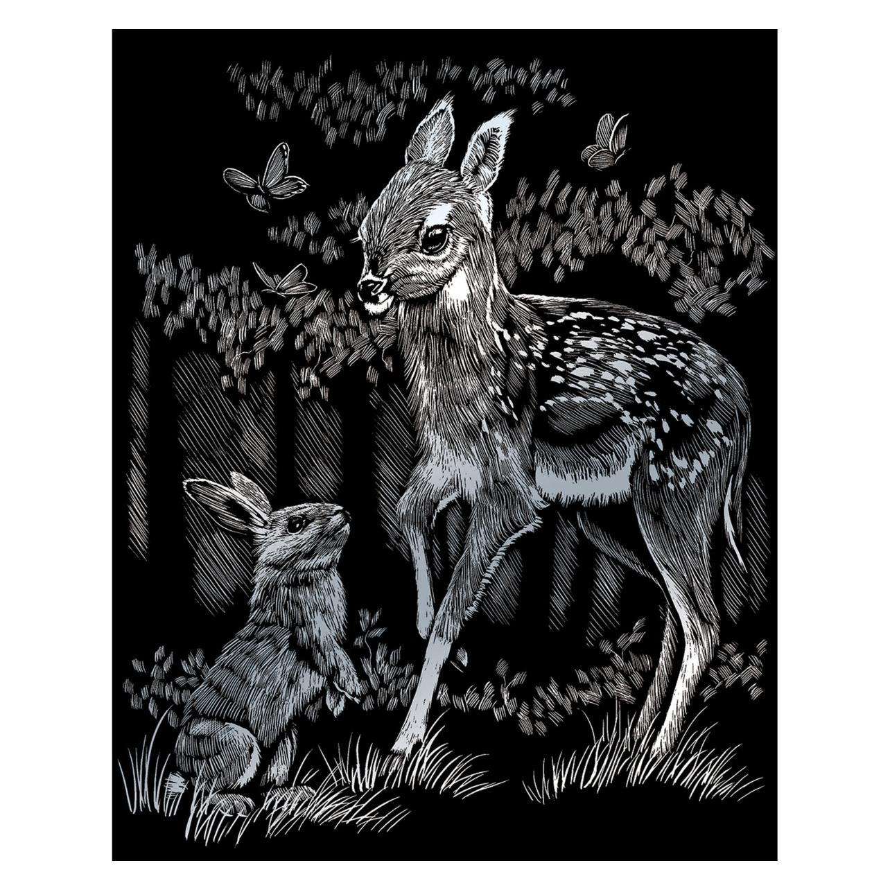 Magni Kratzbild Rehkitz 20x25cm silber (4674-20121)