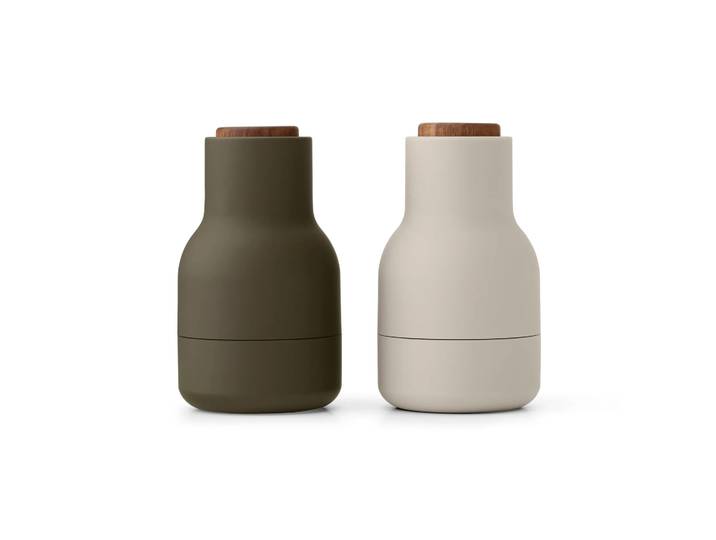 Audo Copenhagen Moulin à épices Bottle Grinder Small, lot de 2 Hunting green-beige-noyer
