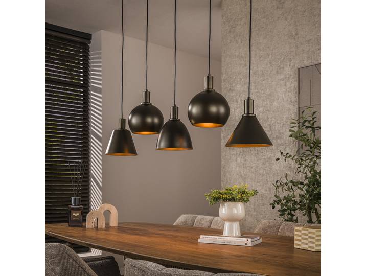 Pendelleuchte Lumiselle – 5 Leuchten aus Metall in unterschiedlichen Formen in Beige oder Bronze - Bronze - Luxusbetten24