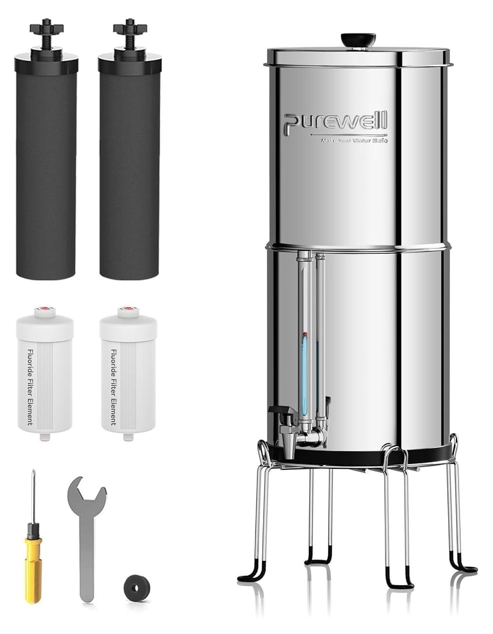 Wasserfilter Gravitationsfilter Wasserfilter - 5,7 Liter - Edelstahl 304 - 6-stufige Filtration