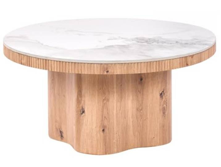 Couchtisch Keramik Tischplatte MDF hellbraun Marmoroptik grau modern Maltby