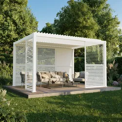 agadon Pergola Lamellenwand für Aluminum Lamellen-Pergola 123 cm Weiß - Weiß