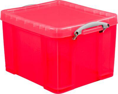 Box, Kunststoff, transparent rot, 35 l