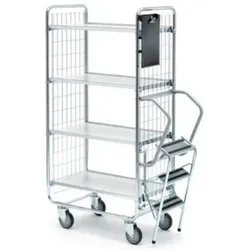 Leiterwagen Serie 100, max. 200 kg 4 Etagen 890x460x1585 mm verzinktes Profil