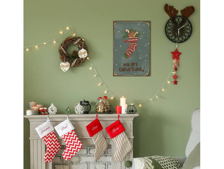 Metallbild QUEENCE Merry Christmas , rot (farbe bild(er): rot, grün), B:20cm H:30cm, Metall, Stahl, Bilder, Metallbild, Stahlschilder