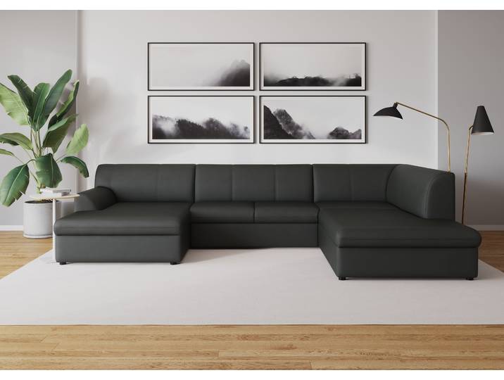 Wohnlandschaft DOMO COLLECTION Topper, elegant & zeitlos, Breite 320cm, komfortabel, U-Form , grau (dunkelgrau), B:320cm H:78cm T:213cm, Sofas, Wohnlandschaft, wahlweise mit Bettfunktion