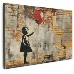 LEINWANDBILD Graffiti - Banksy - Mädchen - Straßenkunst Wanddeko 90x60 cm