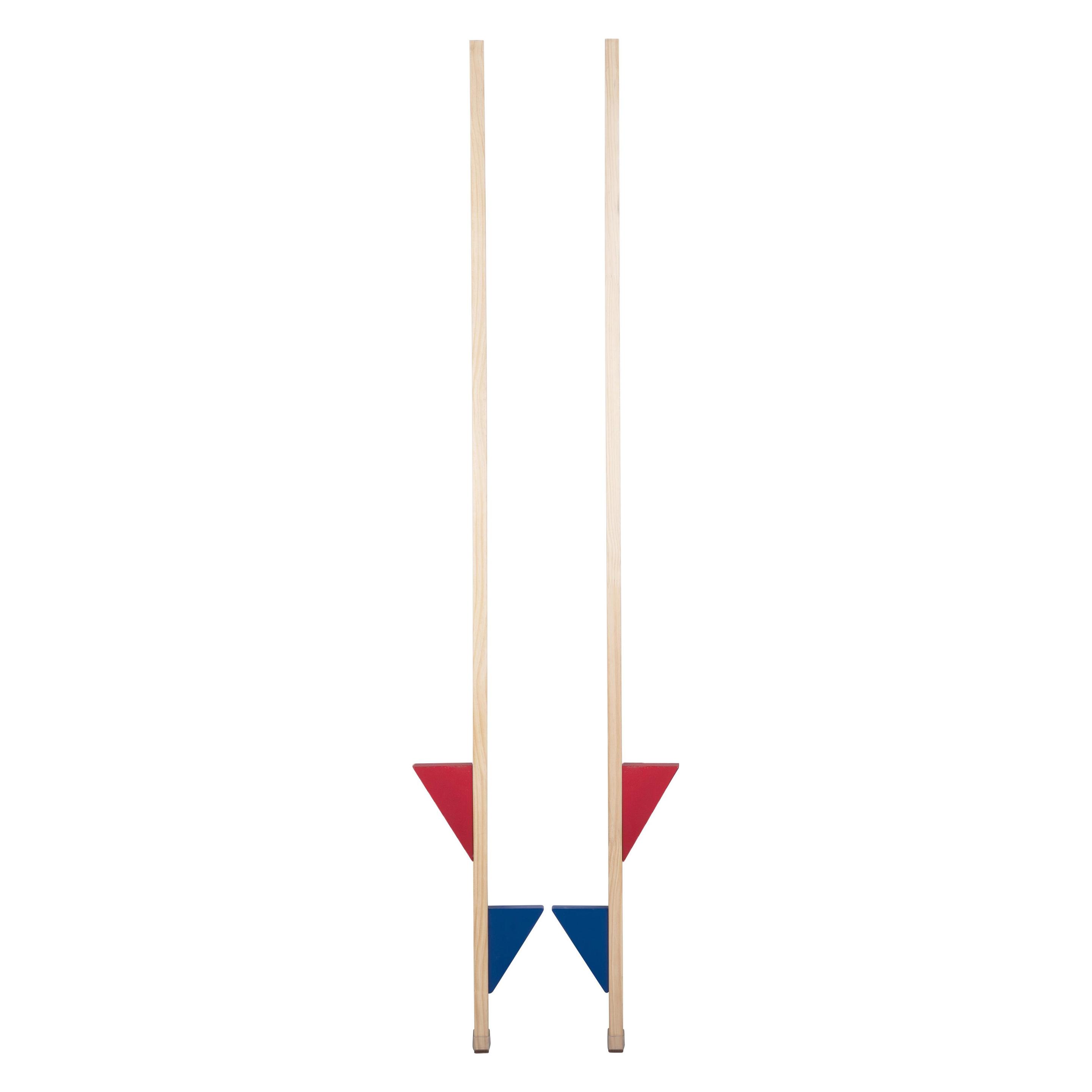 Engelhart Stelzen aus unbehandeltem Holz, 170 cm - Blaue/rote Füsschen (604012)