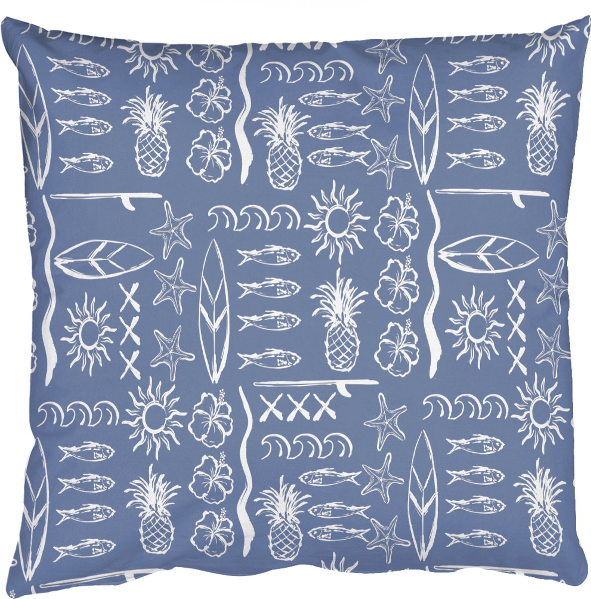 PillowMonkey Sierenkussen Kust en Zee Blauw Wit 60x60 cm
