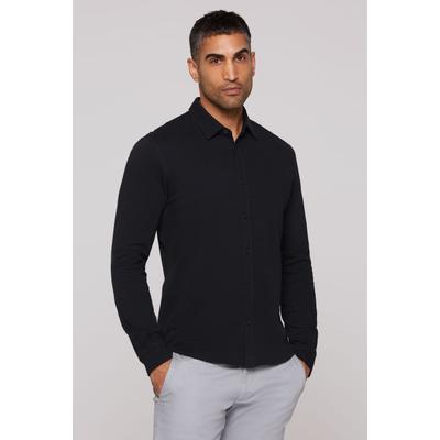 Langarmhemd CMPD, Herren, Gr. S, Normalgrößen, blau, Jersey, Material: 100% Baumwolle, Strukturmuster, figurbetont normal, 1-Knopf-Manschette, Hemden, aus Baumwolle