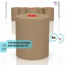 Blanc HYGIENIC Handtuchrollen "ECO-Natural" 6 Rollen je SET, 2-lagig, 140m je Rolle, 100% FSC/Recycling, für Blanc Cosmos Handtuchspender : Verpackungseinheiten - 1
