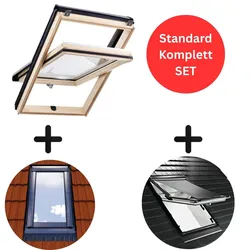 HOME4U Dachfenster Komplett-Set Holz 2-fach 094/118