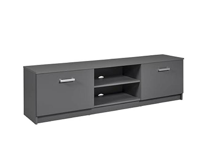 Inter Link - TV Kommode - TV Möbel - TV Konsole - 2 Klapptüren - 2 Fächer - Grau - Elenzio