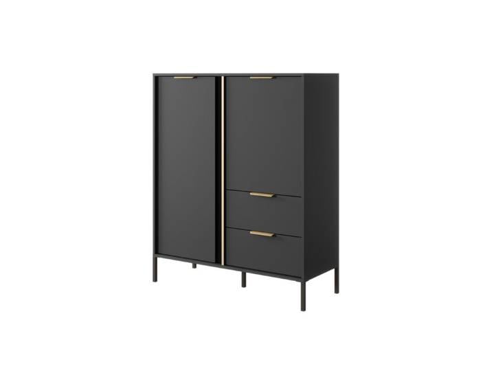 Commode haute - 3XE LIVING - 103 x 39 5 x 123 4 cm - 2 portes - 2 tiroirs - Anthracite