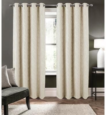 RT Designer Collection "Reba Subtle Leaves Woven Texture Window Curtain - 52"" x 90"""