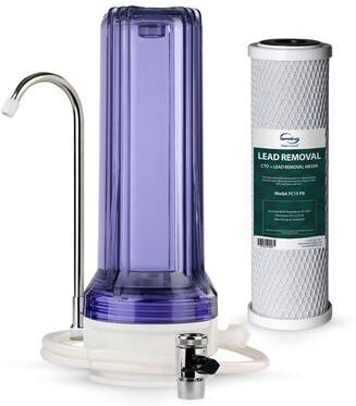 "iSpring CKC1C-PB 2.5"" x 10"" Countertop Water Filter, SGS-Tested, Reduces Lead, Chlorine, Odors. THMs, 7000 Gal Up to 12 Months"