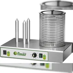 Edelstahl-Hotdog-Kocher mit Bain-Marie-Korb. Abmessungen 480x300x350(h) mm. FIMAR Modell WD3