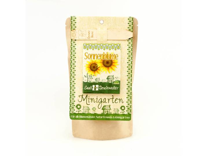 Saatgut Set für Sonnenblumen, Samen mit Gartenerde, Saatgut, Anleitung, Pflanzstäbchen