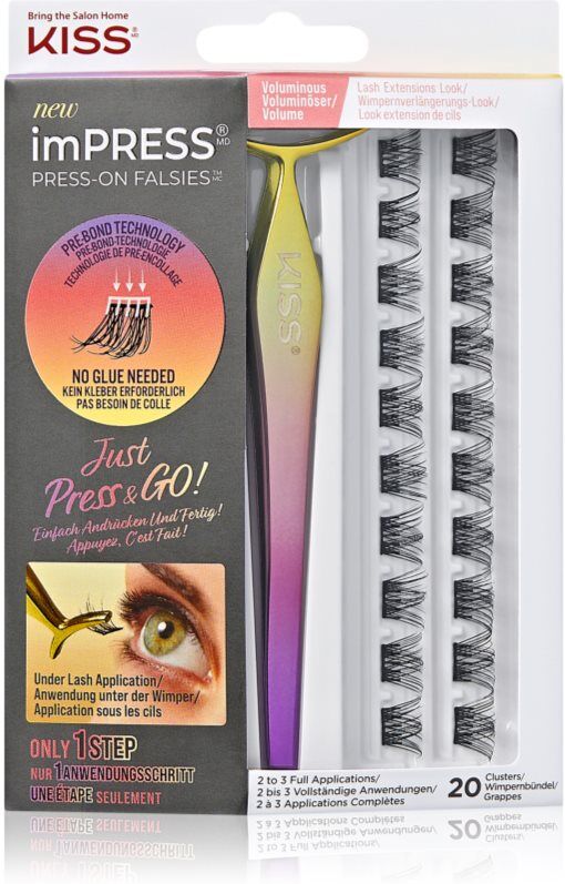 Kiss imPRESS Press-on Falsies faux-cils individuels avec nœud 02 Voluminous 20 pcs