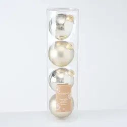 Boltze Große Weihnachtskugeln Ø 10 cm, 4 tlg, Champagner