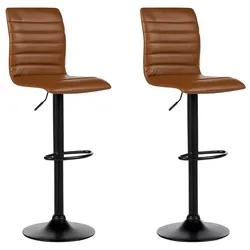 BARHOCKER 2er-Set Kunstleder goldbraun/schwarz höhenverstellbar Lucerne
