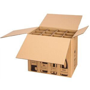 Smartboxpro Flaschenkarton Weinkarton, 5 Stück, für 12 Weinflaschen 95 x 375mm, mit PTZ-Zertifikat