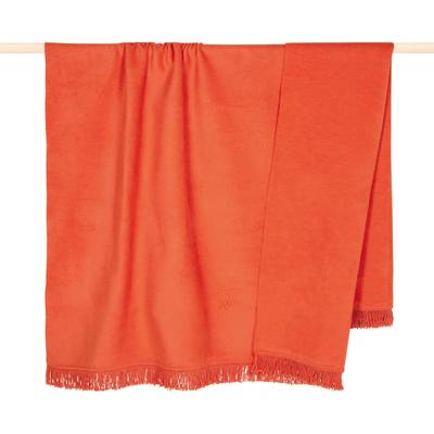 Wohndecke PAD "SYDNEY1", orange (pumpkin), B:150cm L:200cm, Mischgewebe, Wohndecken, Wohndecke, Bestseller mit Fransen-Design und großer Farbvielfalt