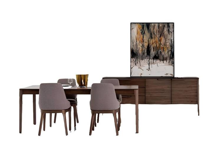 Xlmoebel Esszimmer-Set Braunes Esszimmer-Ensemble mit Esstisch, Stühlen und Sideboard, (6-St., 6tlg Esszimmer Set (Esstisch+4x Stühle+Sideboard), Hergestellt in Europa