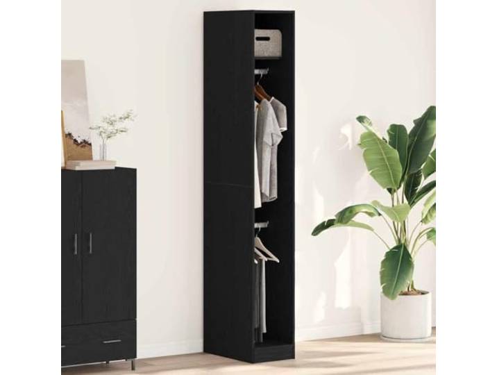 Molumvel Kleiderschrank mit Regal, Holzwerkstoff, 30 x 50 x 200 cm, Braun Schlankes Design, Platzsparend, Robustes MDF, Frei stehend