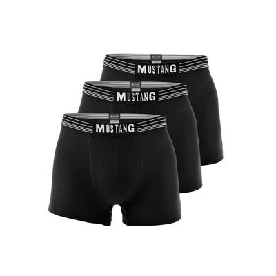 Boxershorts MUSTANG "Boxershort Retroshorts True Denim 3er Pack 3er Pack", Herren, Gr. L, schwarz (schwarz, schwarz, schwarz), Obermaterial: 95% Baumwolle CO. 5% Elasthan EL., Unterhosen