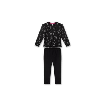 Schlafanzug SANETTA "Pyjama Pyjama Teenager lang Queen of Everything 1er Pack", Mädchen, Gr. 164, schwarz, Obermaterial: 100% Baumwolle CO., Homewear-Sets Schlafanzug