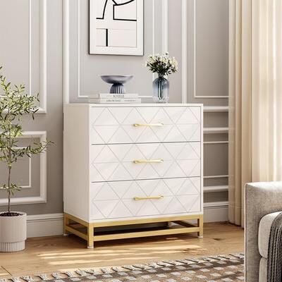 Yun 3 Drawer Dresser Wooden Bedside Storage Bedroom Triple Dresser Bedside Dresser