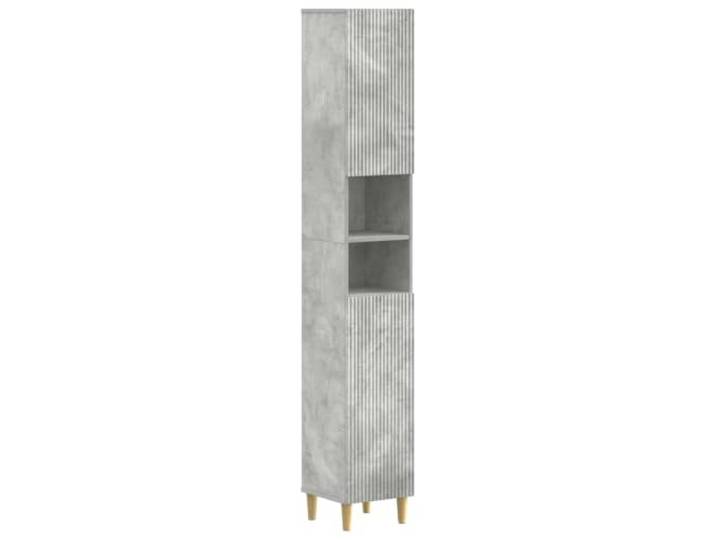 WEMYUFURN Badezimmerschrank mit Offenem Regal Betongrau Holzwerkstoff Umkehrbare Tür, mehrere Regale, schneller Zugriff, feuchtigkeitsbeständig, schlankes Design