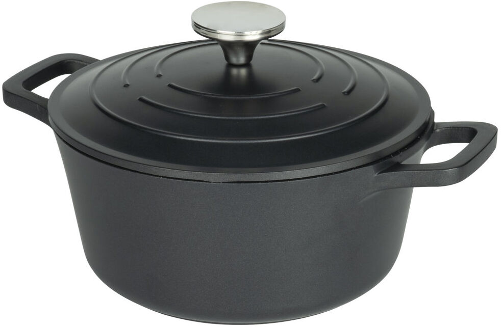 Grunwerg Commichef Non-Stick Round Dutch Oven with Lid Black 2.8l