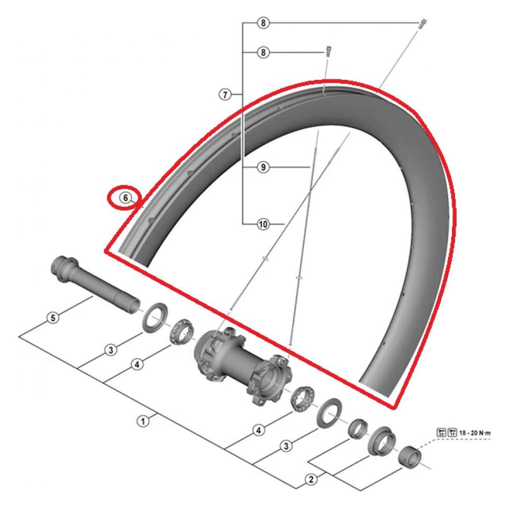 Shimano RIM FOR COMPLETE WHEEL,FOR WH-R9270-C60- F, FRONT:12MM E-THRU, 24H TUBELESS (39177382)