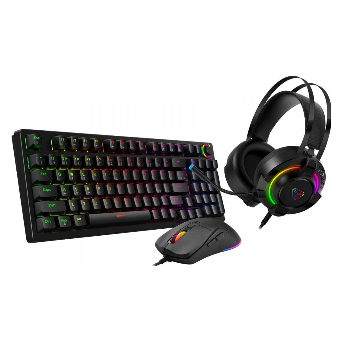 Yenkee Gaming-Set YGS 03 3-in-1 Tastatur, Maus, Kopfhörer (DE, Kabelgebunden) (YGS 03 ECLIPSE)