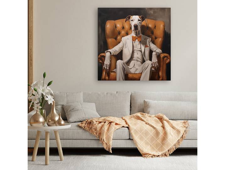 Glasbild Pointers Club Sicherheitsglas Braun/Beige 85 x 80 x 1cm