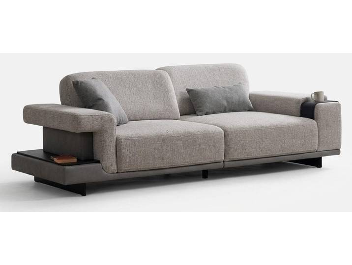JVmoebel Wohnlandschaft Graues Polstersofa Designer 3-Sitzer Wohnzimmer Stoffcouch Möbel, 2 Teile, Made in Europa