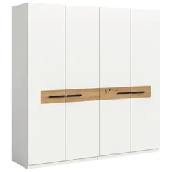 Drehtürenschrank STANGA Weiß, Eiche Artisan