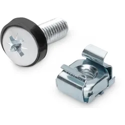 Digitus M6 Installationsschrauben-Set, 50 Stück 50x silberne Schrauben, Muttern u. Scheiben