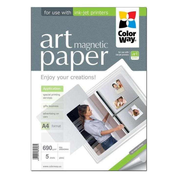 Colorway Photo Paper ART Glossy "magnetic" 690g/m, 5pcs, A4 (A4, 5 Stk.) (PGA690005MA4)