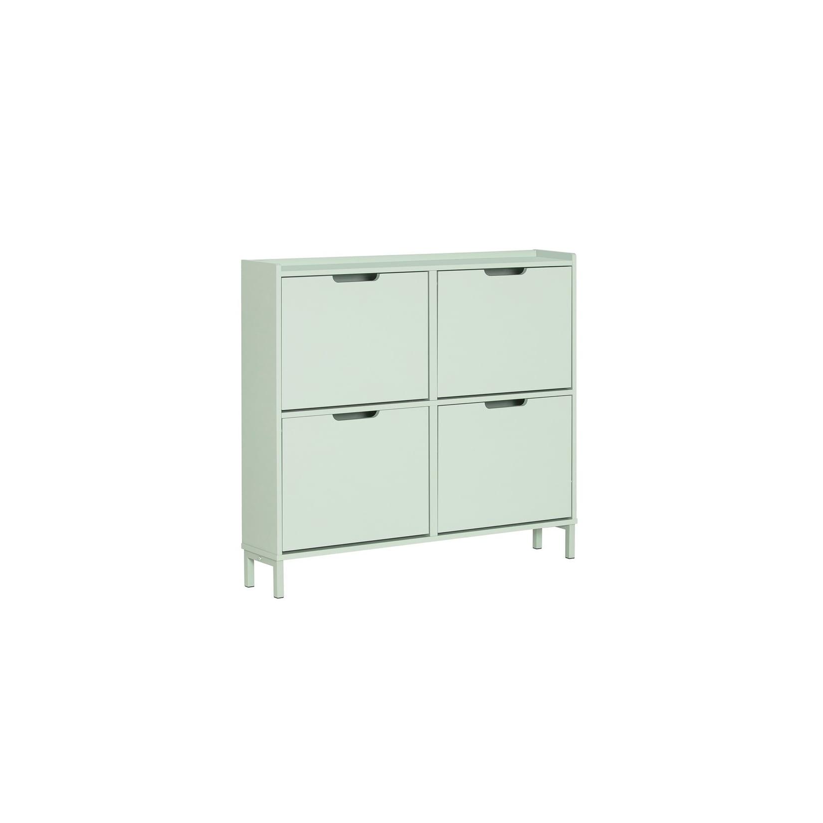 SoBuy Schuhschrank mit 4 Türen Grün 100x19x90,5cm Minimalistisch